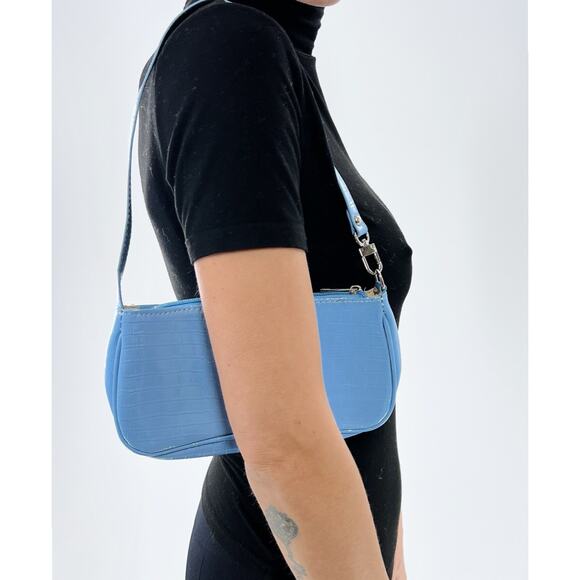 Shein Handbags - Women’s Faux Leather Croc Embossed Baby Blue Handbag Purse